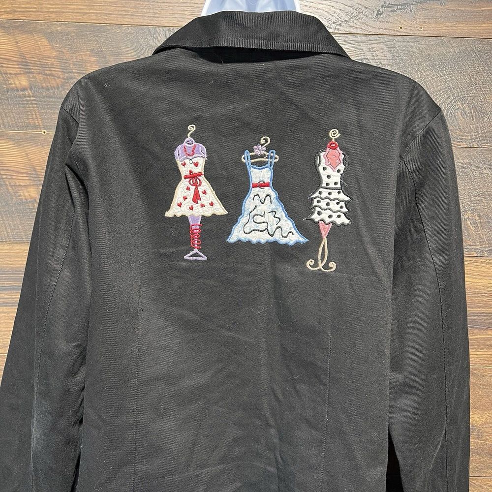 VGT Daniel K Black Jacket Women's Medium‎ Embroidered Retro Dresses on Back